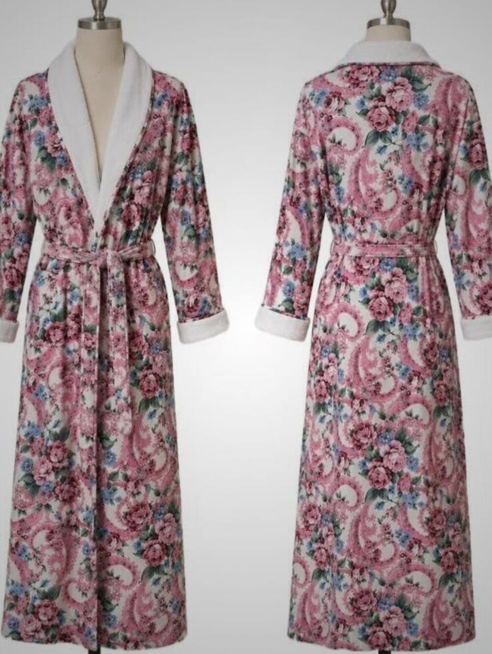 Vintage 70’s I. Magnin robe Shabby Chic Cottage grandma full length Cotton  NWT